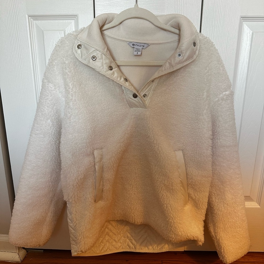 Athleta White Fleece Pullover